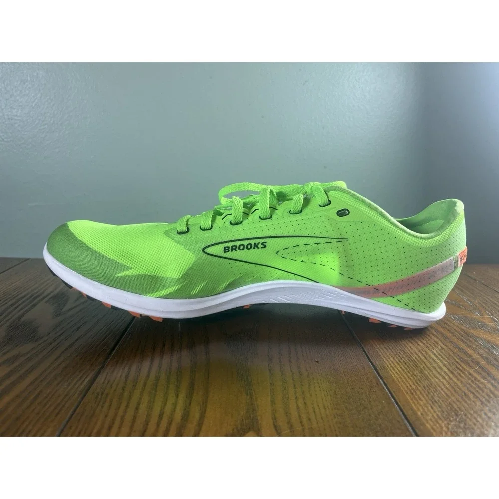 Brooks Draft XC Shoes Mens 12 D Green Orange Cross Country Racing Flats 1000391D